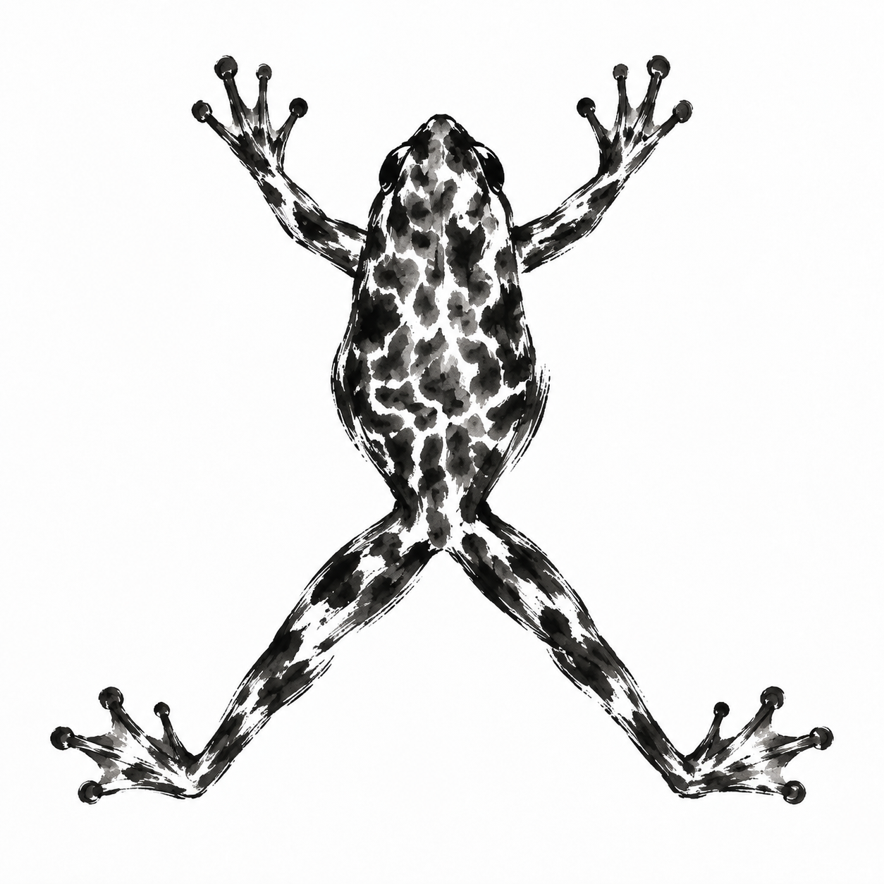 Ink-brush frog with outstretched limbs for Athletic Performance